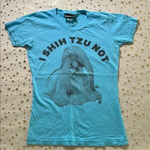 Nooworks Blue Short Sleeve Tee with Shih Tzu Graphic